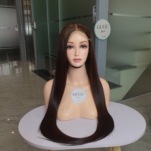 Peluca con cierre de encaje 5x5 pelo crudo Color marrón oscuro 30 pulgadas hueso recto pelucas de cabello humano mujeres al por mayor peluca con cierre de encaje vietnamita - Product Image 1