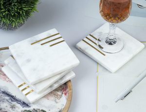 Hot Selling Square Stone Mats <b>for</b> Office Tables Artisan Stone <b>Drink</b> Pads <b>for</b> Homes Premium Stone <b>Coaster</b> Sets with Holder - Product Image 5