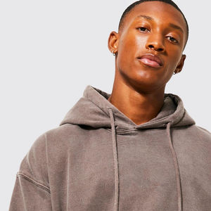 Sudadera con Capucha Vintage Elegante con Lavado Ácido y Detalles Refinados, 100% Algodón Felpa, Diseño de Bolsillo Teñido Liso - Servicio OEM Precio al por Mayor - Product Image 3