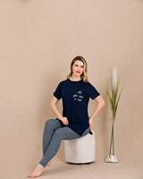 Ensemble de pyjama décontracté d'été en viscose pour femme, qualité turque, motif à pois, doux, respirant, manches longues, short, longueur genou, vêtements de nuit