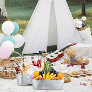 Oval Beverage Tub Galvanized Ice <b>Bucket</b> & <b>drink</b> Cooler for Parties Ice Tub with Handles Beer Sparkling Whisky Wine - Product Image 6