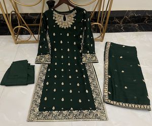 Colección Ssumaira Pakistani Anarkali Outfit Nuevo vestido de mujer de gasa pura Hermoso bordado hecho a mano Dupatta de 4 lados - Product Image 4