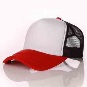 Red de béisbol informal para exteriores, gorra de béisbol de camionero bordada de color de malla de espuma en blanco liso - Product Image 1