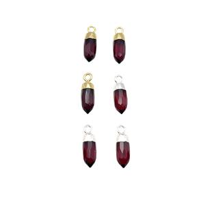 Colgante de punta de granate natural 5x13mm plata esterlina hecho a mano Spike piedra preciosa encanto pequeño colgante para la fabricación de joyas - Product Image 2