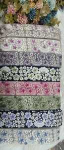 Lacets brodés à la machine sur mesure en motifs floraux et en huit couleurs pour les robes de mariée en largeur de 1.5 pouces pour la revente. - Product Image 5