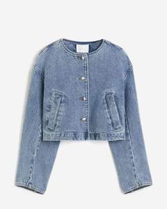 Haute qualité femmes bleu Denim veste Slim Fit manches longues Vintage décontracté mode Logo bouton lavé été - Product Image 4