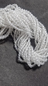 Hermosa piedra preciosa de cristal blanco natural facetada 3mm cuentas redondas sueltas 12 \ "1/10 hebra de línea con color blanco - Product Image 2