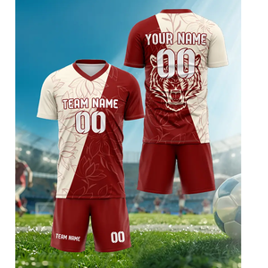 Ensemble maillot et short de football pour hommes personnalisé en gros-Personnalisez avec votre nom et numéro, polyester respirant - Product Image 6