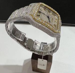 VVS Moissanite เพชรสีทองสีขาวสดใสแฟชันหรูหราสำหรับนาฬิกาสเตนเลสสตีลของขวัญฮิปฮอปสะสม - Product Image 3