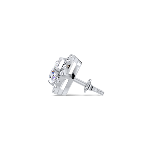 IGI Certified Lab Grown Diamond Cushion Halo Stud <b>Earrings</b> <b>Solid</b> 925 Sterling <b>Silver</b> Milgrain Halo Diamond Studs - Product Image 3