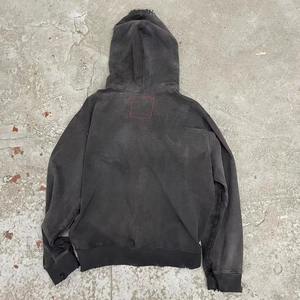 Logo de sérigraphie zippé lavé à l'acide personnalisé 450GSM Heavyweight Vintage Faded Boxy Fit Acid Wash Distress Hoodie - Product Image 1