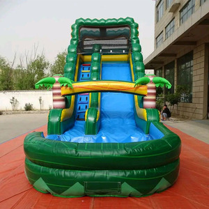 Tobogán Acuático Inflable Comercial de PVC Verde Mármol con Piscina y Brincolín Combinado para el Hogar - Product Image 2