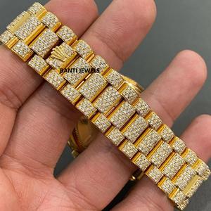 Montre de luxe bicolore sertie de moissanite avec cadran et bracelet en diamant hip-hop VVS1 - Product Image 4