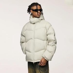 Customized Winter Puffer <b>Jacket</b> with Stand Collar Breathable <b>Canvas</b> Fabric Plus Size Casual Style Zipper - Product Image 1