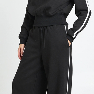 Tracksuit With Pullover Full Sleeves <b>Top</b> <b>And</b> Drop Shoulder Crew Nick Design With Straight Leg <b>Trousers</b> With Side Stripes Design - Product Image 3