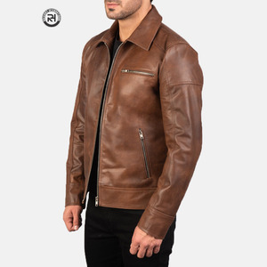 High End Cowhide Leather Bomber Jacket Adult Size Spring Formal Front Office Wear Soft Stretch Waterproof Non <b>Corrected</b> Natural - Product Image 2
