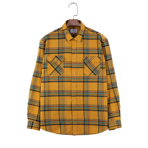 เสื้อเชิ้ตผ้าสักหลาดแขนยาวสำหรับผู้ชาย, เสื้อเชิ้ตผ้าคอตตอน100% ปกตั้งลายทางสำหรับฤดูใบไม้ร่วง - Product Image 1