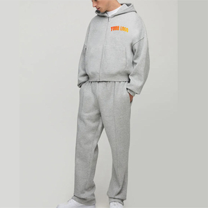 Nuevo Conjunto Deportivo de Algodón 2025 para Hombre con Cierre, Logotipo Personalizado en Serigrafía, Ropa Urbana Cómoda de Hip Hop para Invierno, Peso Pesado 2 - Product Image 1