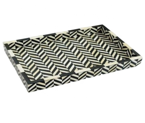 Bandeja de servicio con estampado de esmalte moderno personalizado, bandeja de fiesta de desayuno multifuncional con mango de Metal duradero para platos de comida - Product Image 2