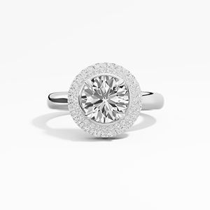 Wholesale IGI Certified Lab Grown <b>Rhodium</b> Plated White Gold Elegant Bridal Wedding Anniversary Diamond Halo Engagement <b>Ring</b> 2.04 - Product Image 1