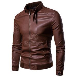 <b>Lightweight</b> Breathable Eco-Friendly Winter Leather <b>Jacket</b> with Stand Collar Custom Made Design <b>for</b> <b>Men</b> Made in Pakistan - Product Image 1