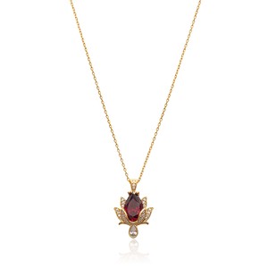 Collier avec pendentif en forme de lotus en zircon grenat clair, fabrication artisanale turque, bijoux en argent sterling 925 en gros - Product Image 2