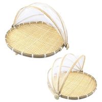 Best verkochte handgeweven bamboe rieten ecologische voedselafdekking fruitmand gaasnet stofdicht picknick fruit brood tent dienblad dagelijks