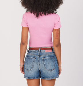 Camiseta de verano para mujer de calidad premium con decoración de botones estampados ecológicos - Product Image 3