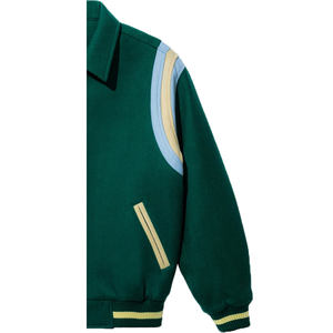 แจ็คเก็ตวาร์ซิตี้หนังแกะสำหรับฤดูหนาว สไตล์สตรีทแวร์ ผลิตตามสั่งจากโรงงาน ขายส่ง ออกแบบ OEM ระบายอากาศ กันลม สำหรับผู้ชาย ปักลายด้านหน้า - Product Image 5