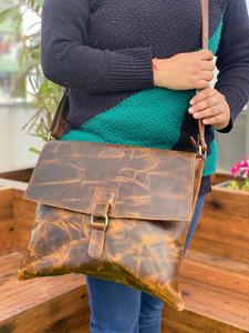 New Design High Quality Full Grain Crunch Leather Casual Messenger Shoulder <b>Bag</b> Hot Selling Multi Uses Leather Unisex Cross <b>Bag</b> - Product Image 3