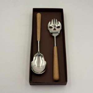 Servidor de Ensalada de Acero Inoxidable con Diseño de Calavera y Mango de Madera, Pulido Brillante, Venta en el Mercado Internacional de un Mayorista Indio - Product Image 4