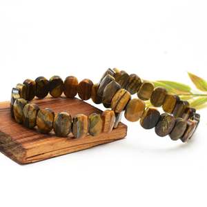 Natural Stone Tiger's Eye Unisex <b>Beaded</b> <b>Bracelet</b> with Garnet Pearl and Agate Classic Religious Charm for Gift - Product Image 3