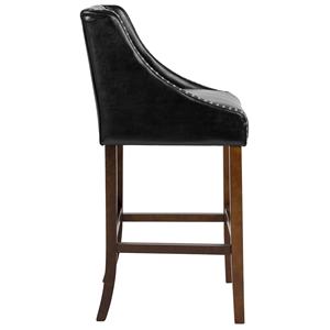 <span class=keywords><strong>Tabouret</strong></span> <span class=keywords><strong>de</strong></span> <span class=keywords><strong>bar</strong></span> en cuir PU noir capitonné commercial, pieds en bois massif avec finition noyer, chaise <span class=keywords><strong>de</strong></span> comptoir pour restaurant <span class=keywords><strong>bar</strong></span> café - Product Image 3