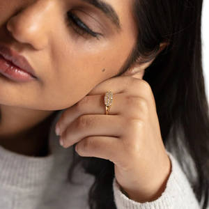 Anillo de joyería fina de Plata de Ley 925, diseño de racimo, piedra de circón cúbico, banda de compromiso de boda chapada en oro para fiesta de regalo - Product Image 2