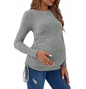 Camiseta de Maternidad 2026 para Mujer, con Botones, Estampado y Apliques, 100% Algodón, Holgada, Transpirable, Ecológica, Hecha a Medida, para Mujeres Embarazadas, Verano - Product Image 4