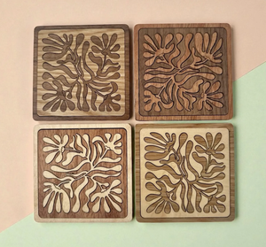 Posavasos Redondos de Madera de Bambú, Nogal y Haya, Clásicos, Rústicos, Ecológicos, con Grabado Personalizado - Product Image 1