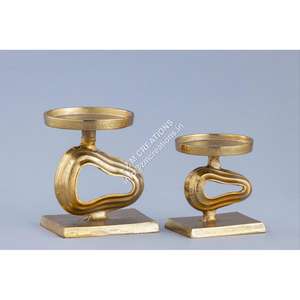 เชิงเทียนแบบหรูหราทำจากโลหะนิกเกิล2ชิ้นเชิงเทียนสำหรับตกแต่งงานแต่งงานอุปกรณ์บนโต๊ะอาหาร - Product Image 1