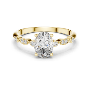 Bague de luxe en diamant naturel taille ovale 1 carat pour femme, clarté VVS-VS EF, or rose, jaune et blanc 18K, 14K, 10K, pour mariage et fiançailles - Product Image 1
