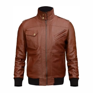 New 2025 Low price Unique quality Custom <b>Sheepskin</b> Bomber <b>Jacket</b> High Quality Leather <b>Jacket</b> - Product Image 1