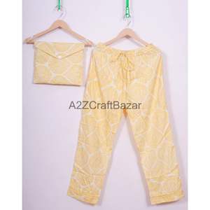 Women's New Luxury <b>Romantic</b> V-Neck Long Sleeve Comfort PJ Set Floral Hand Block Print Nightwear for All Seasons Front Logo - Product Image 3