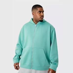 Sweat à capuche unisexe personnalisé, doublé en polaire épais, fermeture éclair intégrale, 100% coton, imperméable, respirant, pour l'hiver - Product Image 3