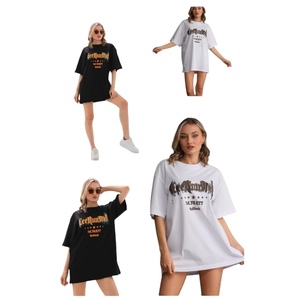 Camiseta Oversize de Algodón Grueso con Estampado Gráfico Vintage, Estilo Urbano, Tallas Grandes, con Logotipo de Diamantes, OEM ODM - Product Image 5