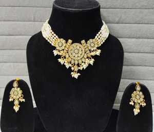 สร้อยคอไข่มุกชุบทองป้องกันการเสื่อมเสียใหม่สำหรับผู้หญิงอินเดียเครื่องประดับทองเหลืองลูกปัดสร้อยคอมีให้เลือกทุกรูปร่างและขนาด - Product Image 2