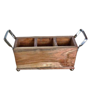Best Selling Wooden <b>Utensil</b> Organizer with Metal Handle Legs Holder Caddy for <b>Kitchen</b> Tableware for Home Restaurants Hotels - Product Image 4
