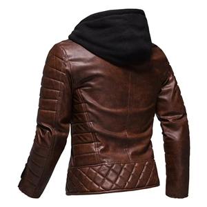 2025 mode rouge veste hommes en cuir PU à capuche veste personnalité moto veste grande taille mode hommes vêtements - Product Image 5