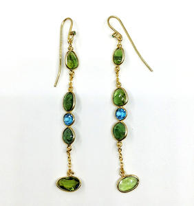 <b>Long</b> Dangling Sterling Silver 925 Custom Made Low MOQ Supplier Wholesaler Woman Cheap Gemstones Multi Color Tourmaline <b>Earrings</b> - Product Image 2