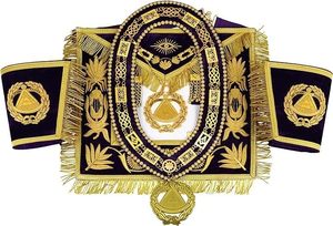 Ensemble complet d'ornements maçonniques de grand maître adjoint Tablier en peau d'agneau, bijou gratuit, collier et manchette en chaîne, bleu - Product Image 2