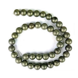 Perles de pierre, perles de pyrite, collier de pierres, bijoux en pierre, pierres précieuses lisses, collier de guérison, cristal naturel, grossiste - Product Image 1