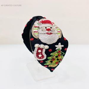 ผ้าโพกหัวปักเลื่อมลูกปัดแก้วสีแดงและขาวอุปกรณ์เสริมแฟชั่นสไตล์ที่สวยงาม - Product Image 4