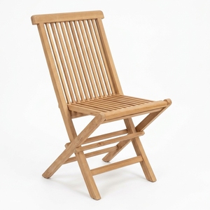 Chaise pliante d'extérieur en teck massif à lattes pour jardin, terrasse, salle à manger – Design compact et portable, décoration artistique - Product Image 1